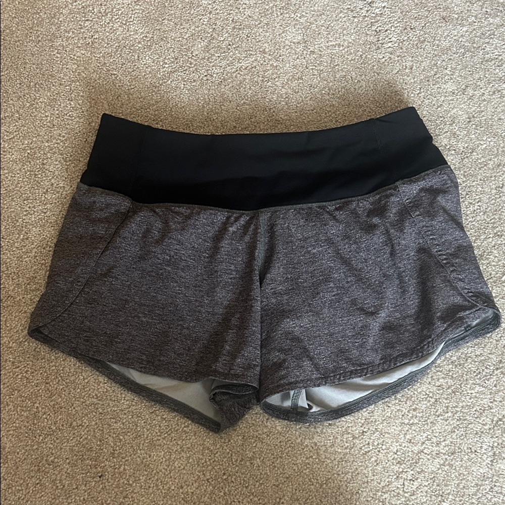 Women's Lululemon Speed Up 4 inch Black and Gray Shorts